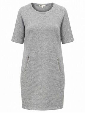 KUT from the Kloth Trinity Elbow Sleeve Textured Dress Grey Size 8 Casual Chic